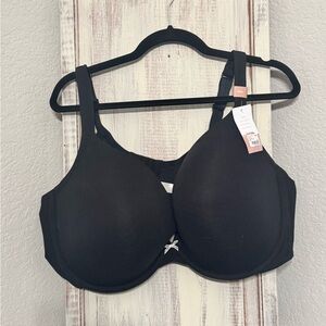 NWT!! Cacique Black Cotton Boost Plunge Bra 50DD
